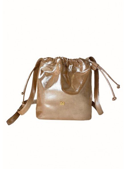 GPERUVIANBRAND - EMILY BUCKET BAG BEIGE METÁLICO - 1